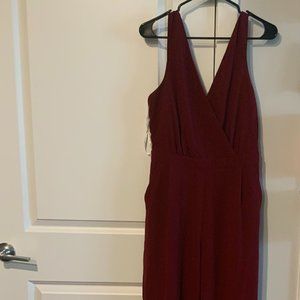 Burgundy jumpsuit with lace back